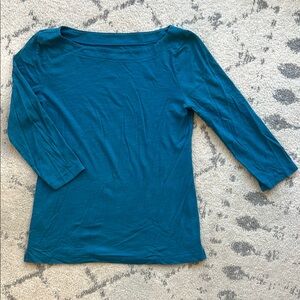 LOFT Blue Fitted Long Sleeve Blouse